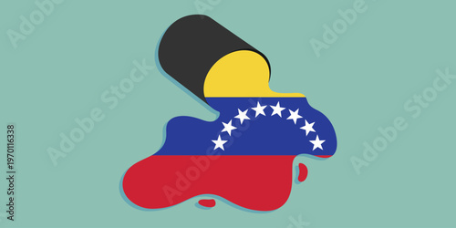 Venezuelan flag and petroleum background. Crude oil reserves