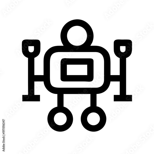 A minimalist vector graphic of a robot with a simple design