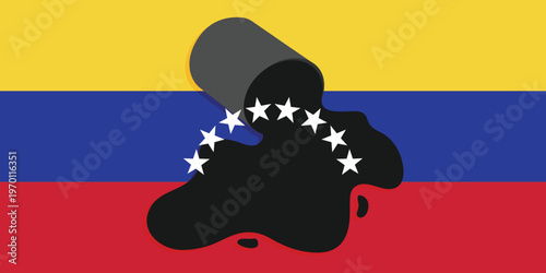 Venezuelan flag and petroleum background. Crude oil reserves