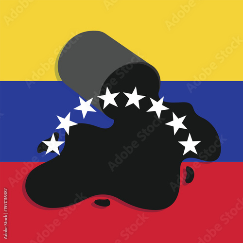Venezuelan flag and petroleum background. Crude oil reserves