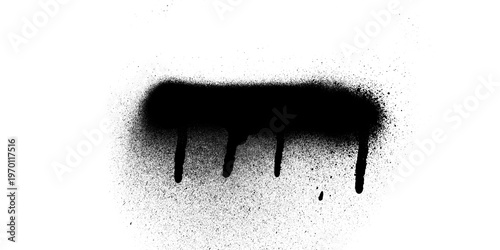 A horizontal black spray paint stroke with several vertical drips flowing down from the center line