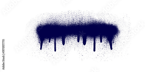 Foto A horizontal dark blue paint stroke with textured edges and dripping spray paint