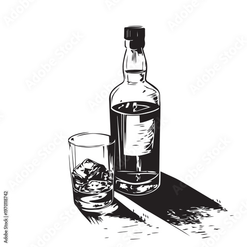 wine bottle and glass