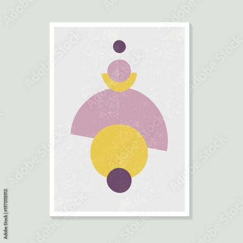 A minimalist geometric abstract design with circles and lines in pastel tones - perfect for contemporary interior design.
