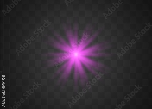 Bright pink starburst light flare