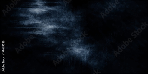 A mysterious swirling blue mist creates a dark cloud texture against a black backdrop, resembling a stormy night sky or deep space lightning in nature