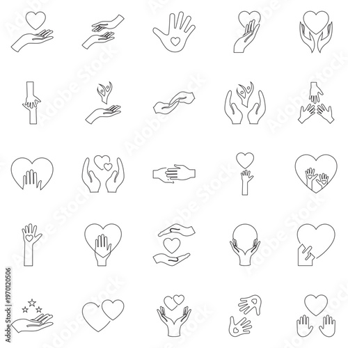 Icon for Charity hands .  icons for web and mobile app. Help, caring, solidarity, alms, donate, volunteer, care, charity and more.