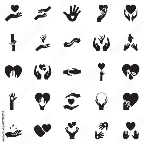Icon for Charity hands .  icons for web and mobile app. Help, caring, solidarity, alms, donate, volunteer, care, charity and more.