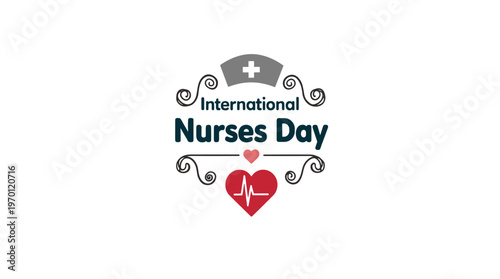 International Nurses Day logo with heart and medical symbol  