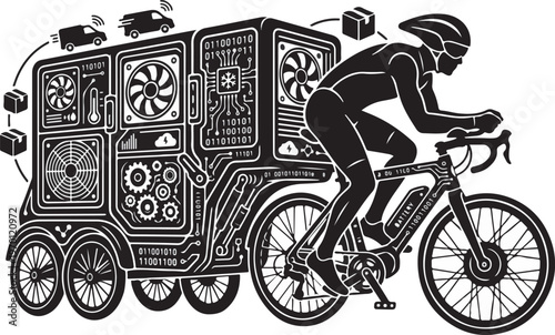 Advanced Refrigerated Delivery Bicycle with Smart Cooling System Silhouette