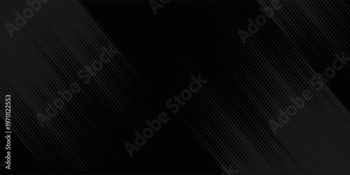 Dark deep black dynamic abstract vector background with diagonal lines. Modern creative halftone premium gradient. 3d cover of business presentation