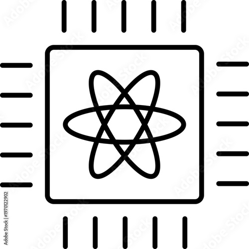 Quantum computing icon. Chip logo, web site, app, UI.