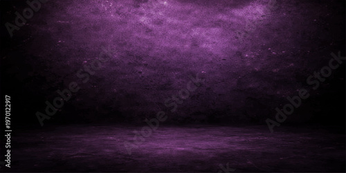 An abstract dark purple grunge background with vintage smoke patterns and a dirty violet wall texture for a moody paint illustration design
