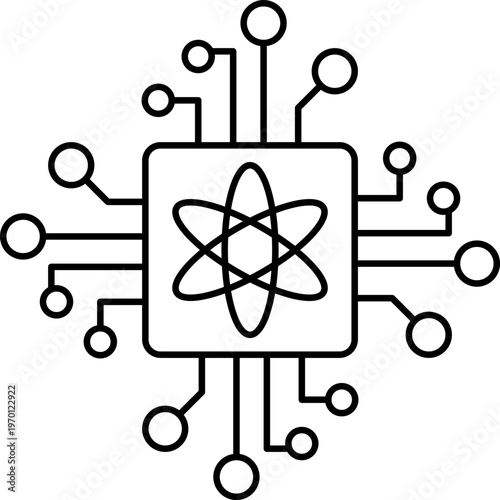 Quantum computing icon. Chip logo, web site, app, UI.