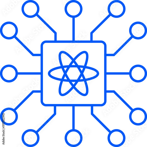 Quantum computing icon. Chip logo, web site, app, UI.