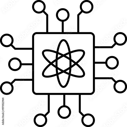 Quantum computing icon. Chip logo, web site, app, UI.