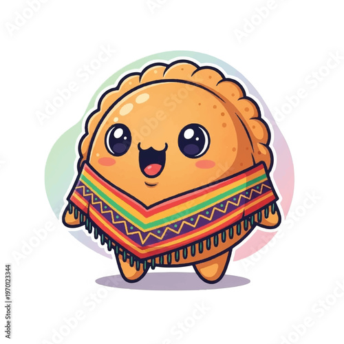 Cartoon Taco Character Wearing Poncho.
