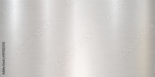 A polished stainless steel plate featuring a brushed metal texture on a shiny silver aluminum surface provides a sleek industrial grey pattern for a modern metallic wallpaper design