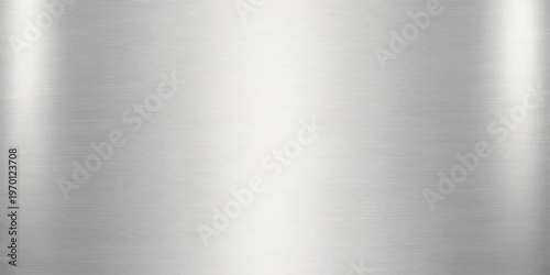 Polished silver brushed metal texture background with a stainless steel surface pattern on a shiny industrial aluminum plate sheet
