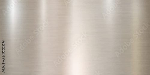 A polished stainless steel plate featuring a brushed silver metal texture and a shiny industrial aluminum surface with a smooth grey metallic pattern on a textured iron alloy sheet
