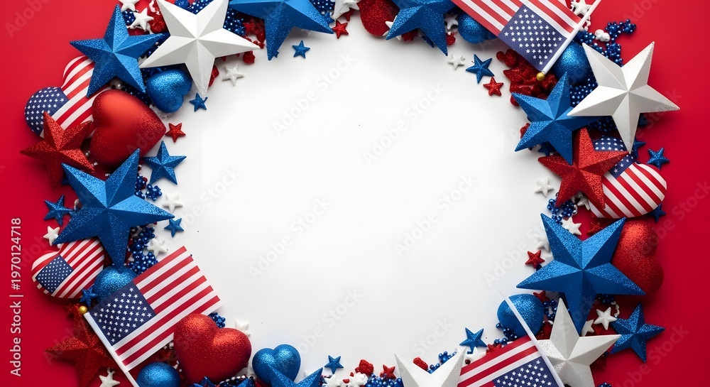 Obraz premium Memorial day patriotic wreath stars stripes and remembrance