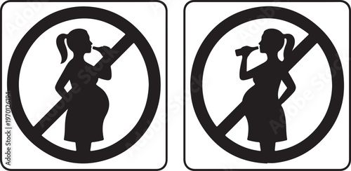 No alcohol during pregnancy sign, prohibition symbol for pregnant women