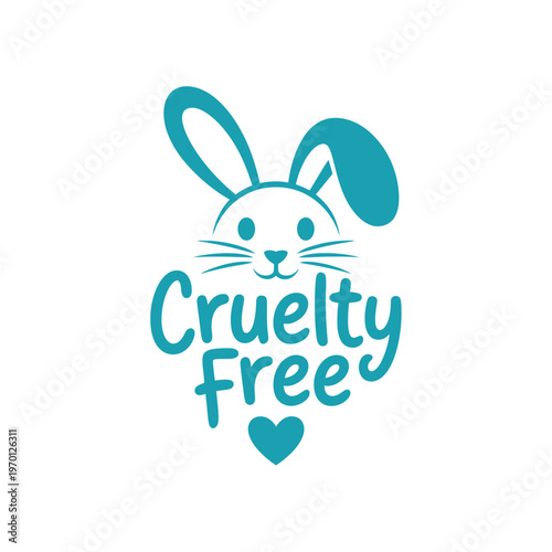 A teal bunny logo with cruelty free text and a small heart