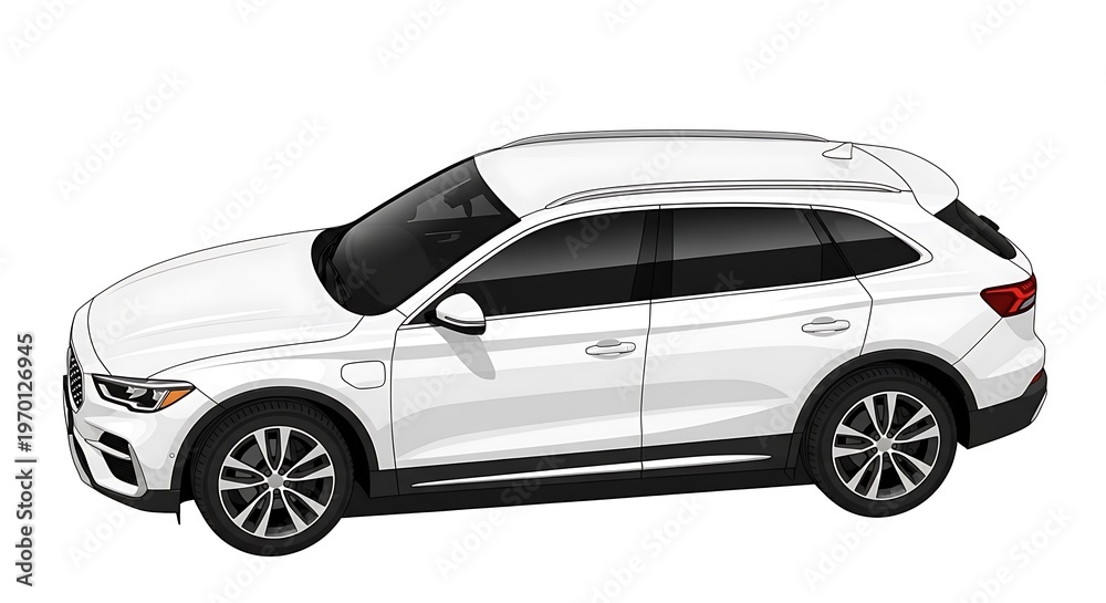 Fototapeta premium White SUV Car Side View.
