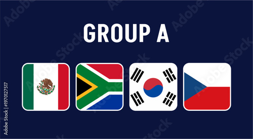 Flags of the countries participating in the international football tournament in Group A