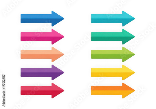 A set of colorful arrows pointing to the right