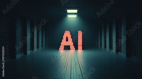 Minimal Futuristic AI Typography Grid Technology Background