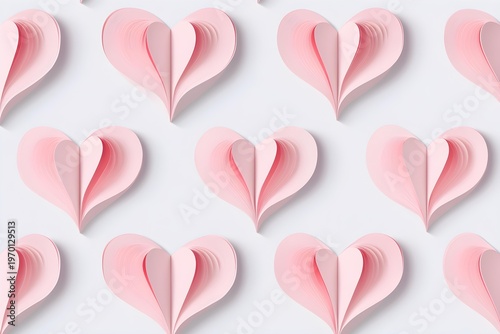 Seamless Background of pink Paper Hearts