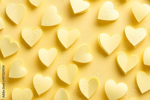 Seamless Background of light yellow Paper Hearts