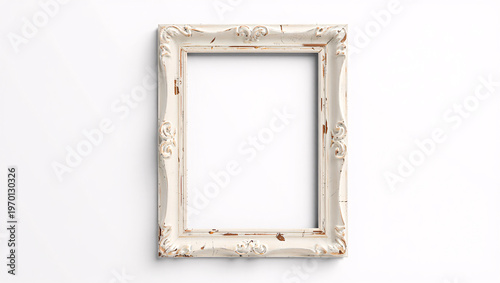Ornate empty frame on white wall a blank canvas for artistic display