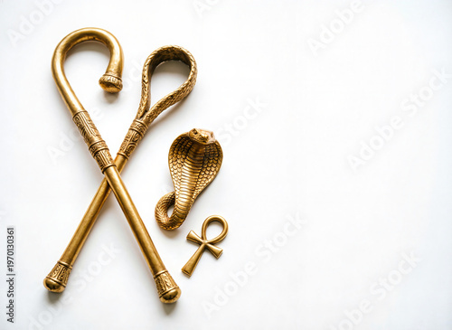 egyptian golden symbols on white