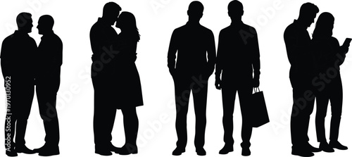 Different couples relationships stages love friendship shopping communication modern lifestyle people silhouettes interaction social connection dating concept collection