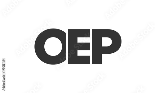 OEP logo design template with strong and modern bold text. Initial based vector logotype featuring simple and minimal typography. Trendy company identity.