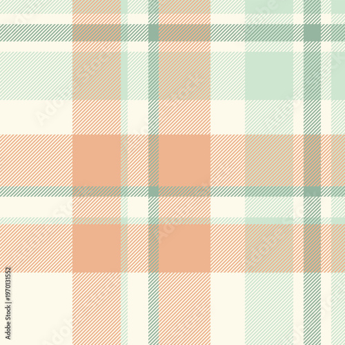 Wallpaper pattern plaid textile, row tartan fabric background. Folded check texture seamless vector in old lace and orange colors.