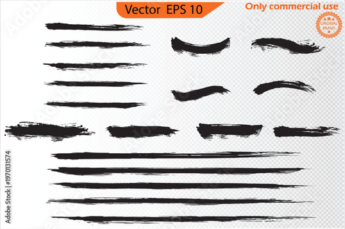 Black Ink Brush Strokes Set – Grunge Paint Splatter and Brush Stroke Collection, Clip Art, EPS 10