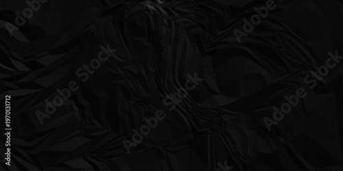 Black paper wrinkled texture for background space. Rough black paper. Paper texture, recycled creased paper background.