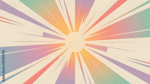 Abstract Sunlight Burst Illustration with Pastel Gradient, Modern Minimal Vector Background