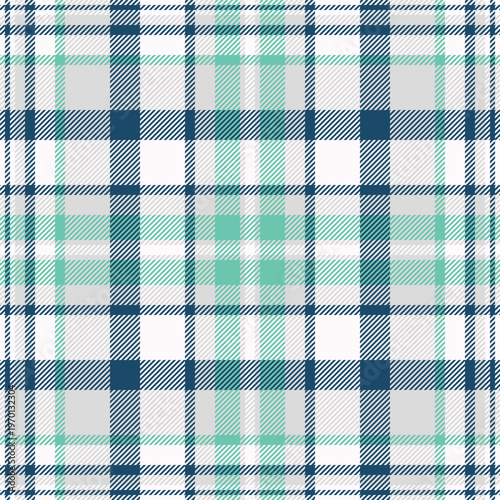 Pretty texture background pattern, folded check plaid fabric. Fibrous vector textile tartan seamless in snow and gainsboro colors.