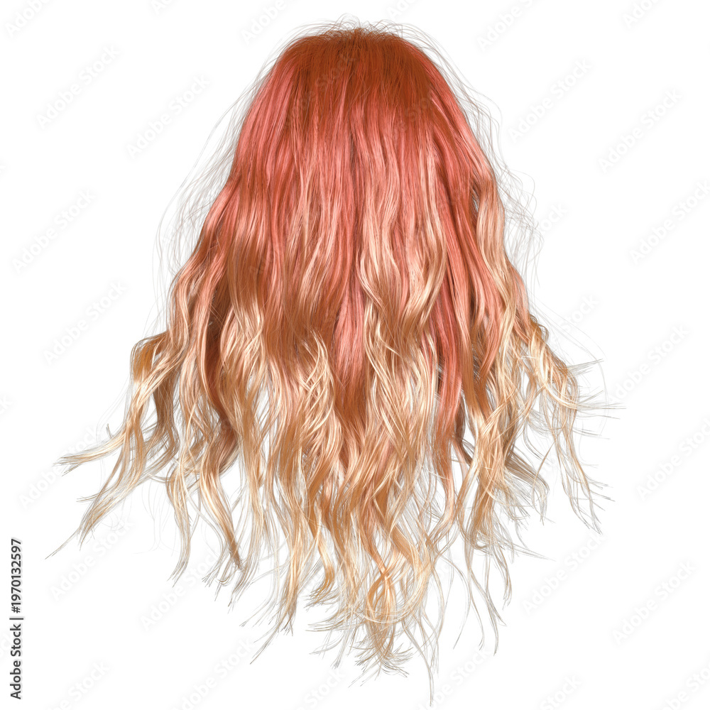 Naklejka premium 3D rendered long female curly hair isolated on a transparent background