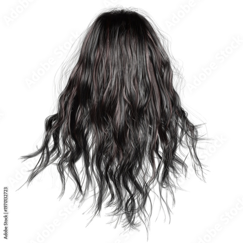 Quadro su tela 3D rendered long female curly hair isolated on a transparent background