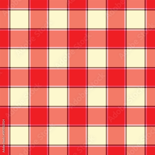 Menu texture tartan textile, holiday vector background fabric. 1970s seamless plaid pattern check in red and orange colors.