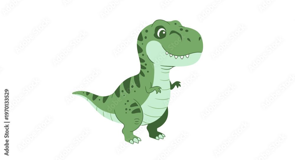 Obraz premium A playful cartoon dinosaur walking on a plain background with a friendly expression.