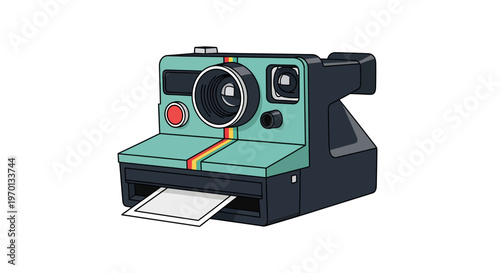 Vintage polaroid camera capturing a moment in time with a developing photo emerging