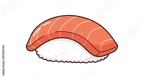 A beautifully crafted piece of nigiri sushi featuring fresh salmon on rice.