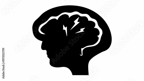 Human brain silhouette with neurons symbolizing intelligence and cognitive function on a white background