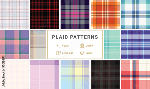 Graphic plaid pattern set craft cutting. Clear tartan layouts assist plotters. Vector paths stay accurate.